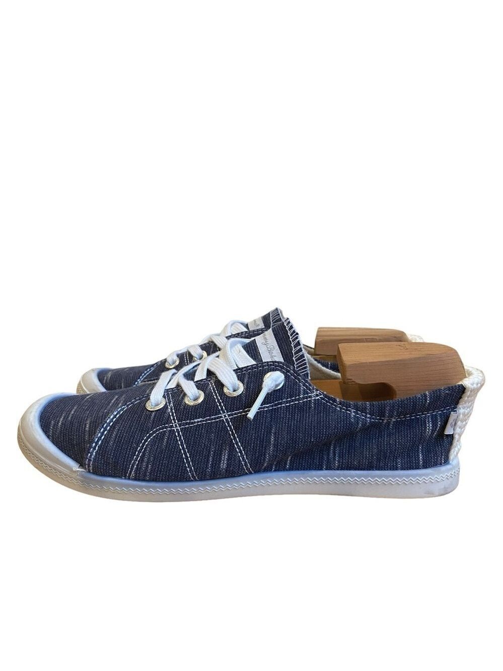 Tommy Bahama blue sneakers white sole lace up summer lightweight shoes size 8